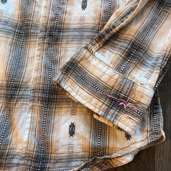 Ryan Michael Western Snap Button Plaid Long Sleeve Shirt 100% Cotton - Medium - Picture 6 of 8